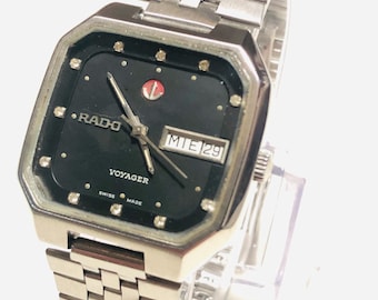 Vintage Rado Manhattan Men's Wrist Watch, Swiss Made Stainless
