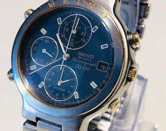 Seiko SQ100 Chronograph 7T32-7C40 Alarm - Etsy