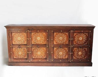 Handgjord byrå med beninlägg av dwawer nattduksbord med två dörrar