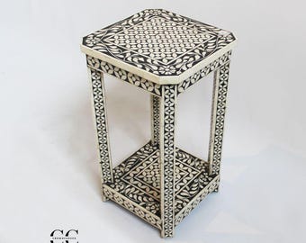Handmade Bone Inlay End Table, Decorative Side Table Furniture
