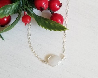 Dainty Moonstone Choker in Sterling Silver, Gemstone Choker Necklace, Layering Necklace, Minimal Jewelry, Gift for Her, Moonstone Jewelry