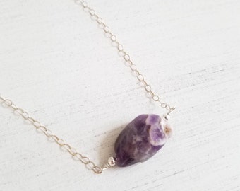 Raw Amethyst Crystal Necklace, Necklaces for Women, Gifts for Her, Dainty Jewelry, Layering Necklace, Dainty Necklace, Delicate Layers