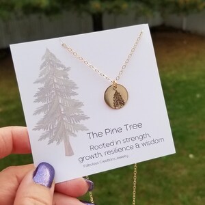 Collier sapin, force et résilience, collier arbre à feuilles persistantes, collier inspirant, cadeau de vacances pour elle, bijoux nature