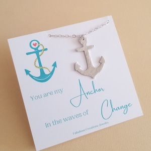 Silver Anchor Necklace, Boat Anchor Charm Necklace, Nautical Jewelry, Anchor Pendant, Gift for Her, You Are My Anchor, Inspirational Jewelry