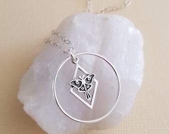 Sterling Silver Luna Moth Necklace, Luna Moth Pendant, New Beginnings Jewelry, Dainty Moth Jewelry, Geometric Pendant, Talisman Jewelry