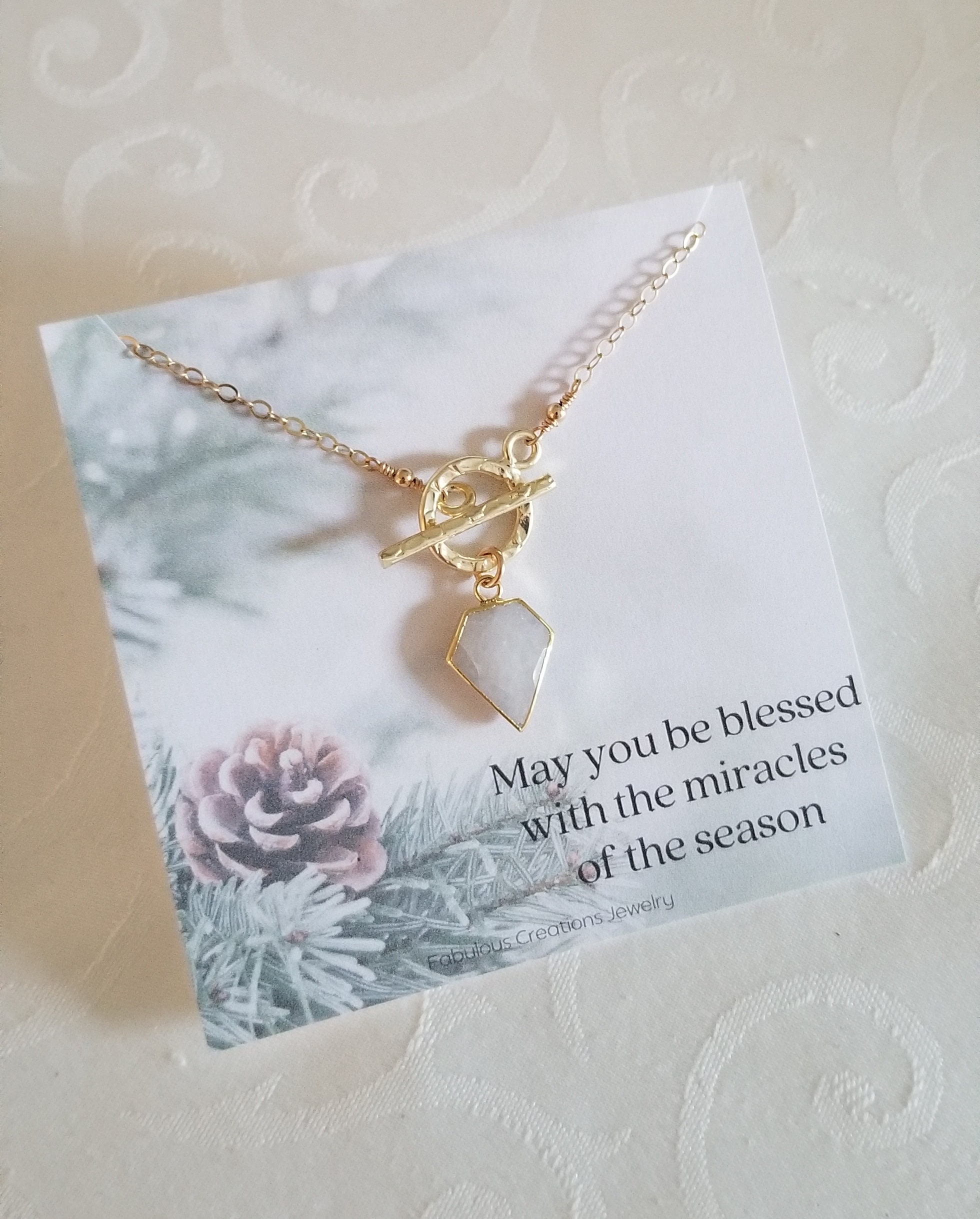 Moonstone Necklace, Moonstone Crystal Pendant Necklace, Christmas…