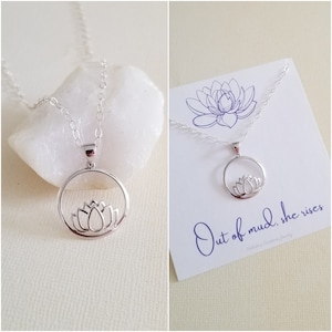 Lotus Flower Necklace, Sterling Silver Lotus Pendant, Lotus Jewelry, Inspirational Gift for Her, Everyday Lotus Necklace, Layering Necklace
