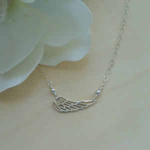 Sterling Silver Angel Wing Necklace, Dainty Wing Necklace, Layering Necklace, Minimal Jewelry, Gift for Her, Delicate Jewelry