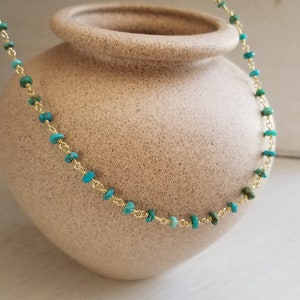 Turquoise Choker, Beaded Turquoise Necklace, Layering Necklace, Boho Choker Necklace, Turquoise Jewelry, Dainty Stone Necklace