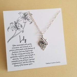 Lily Necklace, Sterling Silver Flower Necklace, Symbolic Necklace, Lily Pendant Necklace, Gift for Her, Flower Jewelry, Layering Necklace