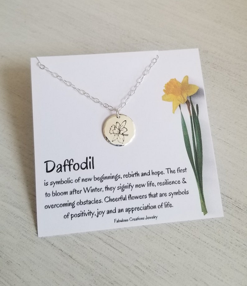 Daffodil Necklace Flower Charm Necklace Layering Necklace Etsy