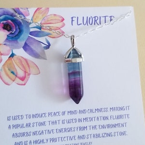 Fluorite Necklace, Banded Fluorite Pendant Necklace, Boho Stone Necklace, One of a Kind Gemstone Necklace, Gift for Her, Sterling Silver