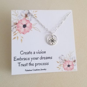 Compass Necklace, Inspirational Gift for Her, Dainty Compass Charm Necklace, Graduation Gift,Sterling Silver Compass Pendant,Compass Jewelry