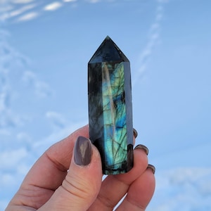 Labradorite Crystal Tower, Blue Flash Labradorite Tower, Transformation Stone, Labradorite Crystal Wand, Spiritual Protection Stone