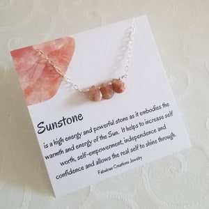 Sunstone Necklace, Sun Stone Teardrops Necklace, Dainty Gemstone Necklace, Gift for Her, Healing Crystal Jewelry, Unique Stone Necklace