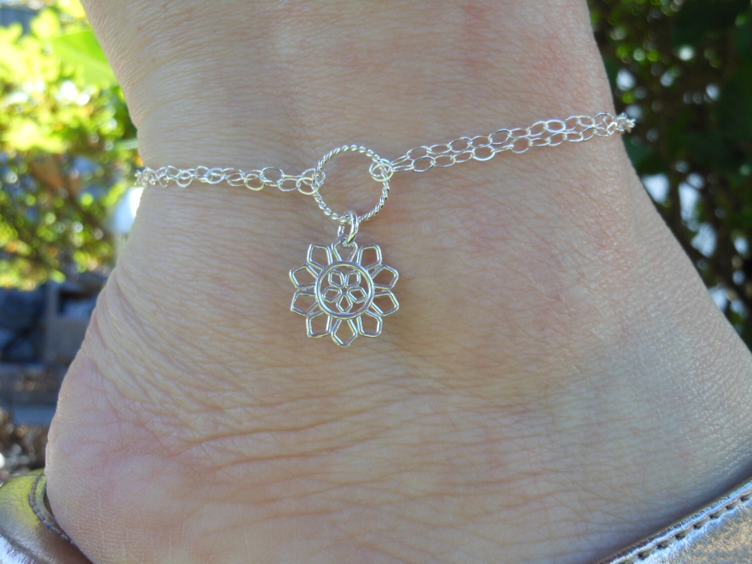 Sunflower Ankle Bracelet Beach Wedding Adjustable Anklet Etsy