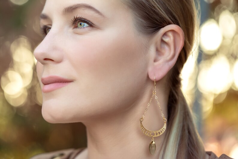 Moon Earrings Crescent Moon Dangle Earrings Gray Moonstone Etsy