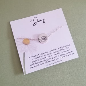 Bracciale con margherita, bracciale sottile in argento, bracciale con fiori, regalo per lei, bracciale delicato per donna, fiore di nascita di aprile, bracciale con ciondolo a margherita
