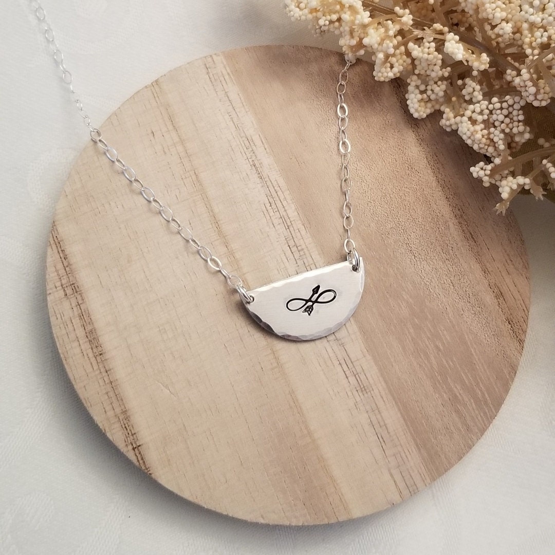 Arrow Necklace, Infinity Arrow Necklace, Boho Arrow Necklace, Half Moon