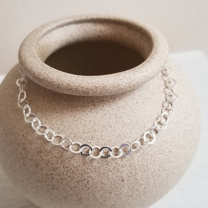 Sterling Silver Chain Necklace, Circle Link Necklace, Layering Necklace, Silver Choker Necklace, Gift for Her, Chain Necklace for Women