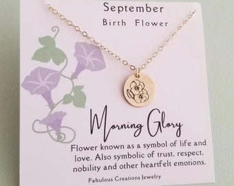 September Birth Flower Necklace, Flower Pendant Necklace, Gift for Virgo, Birth Month Necklace, Birth Flower Jewelry, Dainty Charm Necklace