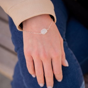 Dainty Moonstone Bracelet, Sterling Silver Rainbow Moonstone Bracelet, Gift for Her, Thin Gold Bracelet, Everyday Bracelet