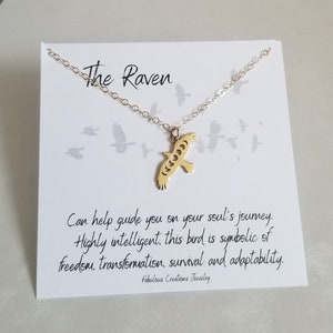 Raven Moon Phases Necklace, Gold Raven Charm Necklace, Bird Necklace, Bird Jewelry, Raven Pendant, Gift for Her, Celestial Jewelry