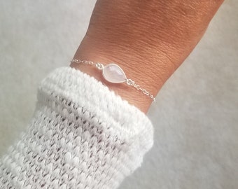 Moonstone Bracelet, Thin Gold Bracelet, Dainty Moonstone Bracelet, Gift for Her, Gemstone Bracelet, Moonstone Jewelry, Layering Bracelet