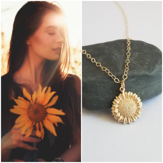 Sunflower necklace shop etsy