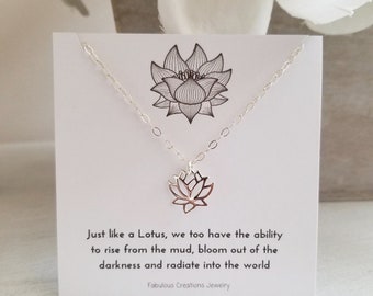 Dainty Lotus Pendant Necklace, Sterling Silver Lotus Flower Necklace, Best Friend Gift, Layering Necklace, Delicate Silver Flower Necklace