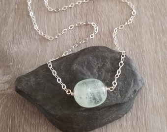 Natural Aquamarine Necklace, Crystal Pendant, March Birthstone, Gold Aquamarine Jewelry, Gift for Her, Crystal Layering Necklace