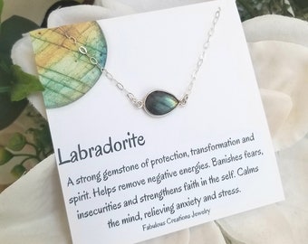 Natural Labradorite Necklace, Gemstone Choker, Gift for Her, Everyday Layering Necklace, Labradorite Stone Necklace for Women