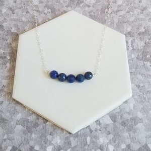 Lapis Lazuli Necklace, Lapis Bar Necklace, Row of Stones, Boho Necklace, Everyday Necklace, Layering Necklace, Gift for Her