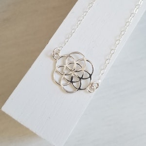 Celtic Flower Necklace, Sterling Silver Celtic Flower Pendant Necklace, Gift for Her, Symbolic Necklace, Everyday Layering Necklace