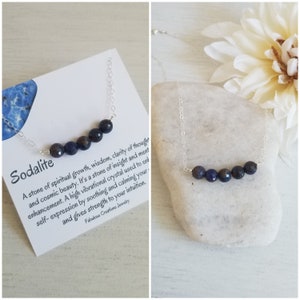 Sodalite Necklace, Sodalite Bar Necklace, Layering Necklace, Row of Gemstones, Everyday Necklace, Gift for Her, High Vibrational Gemstone