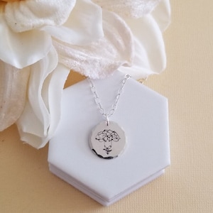 May Birth Flower Necklace, Flower Charm Necklace, Lily of the Valley, Birth Month Necklace, May Birthday Gift, Sterling Silver or Gold Fill