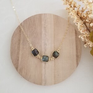 Labradorite Necklace, Gold Labradorite Bar Necklace, Dainty Gold Chain Necklace, Gift for Her, Layering Necklace, Healing Crystal Necklace