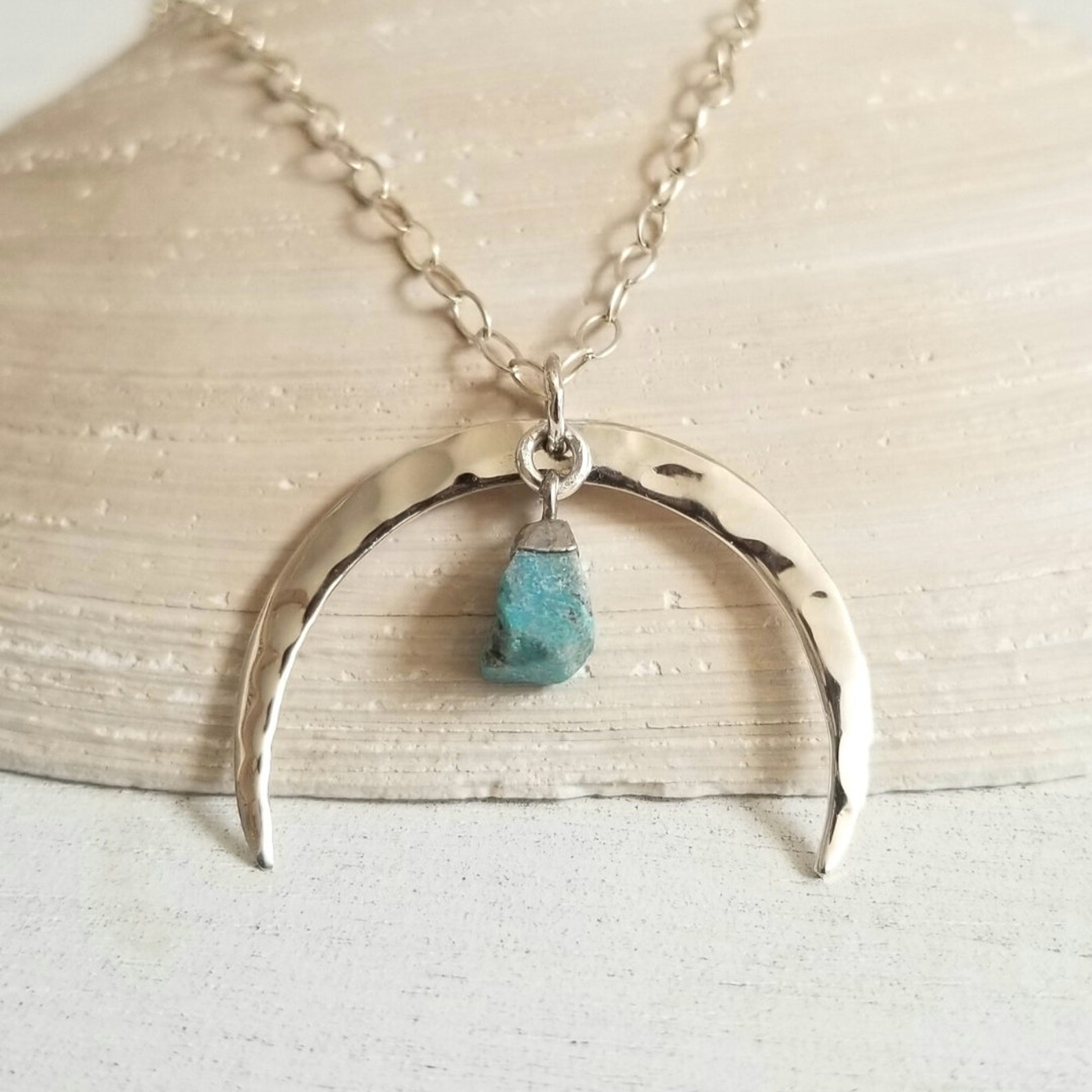 Upside Down Crescent Moon Necklace With Birthstone Celestial - Etsy
