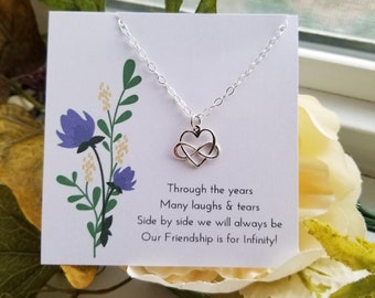 Sterling Silver Heart entwined with an Infinity, Gifts for Best Friends, Necklace and Card Gift Set, Infinity Heart Necklace, Bridesmaid