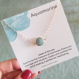 Aquamarine Necklace, Thin Gold Chain Necklace, Dainty Aquamarine Choker, Layering Necklace, Aquamarine Jewelry for Women, Gift for Her