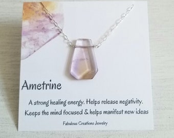 Natural Ametrine Crystal Necklace, Everyday Gemstone Jewelry, Gift for Her, Crystal Pendant, Healing Crystal Necklace, Ametrine Jewelry