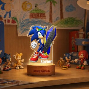 Personalized SONIC Characters LED Night Light, Multi-Colored Nursery Decor, Custom Name Shadow Night Light, Boys Biryhday Gift, Gamer Gift