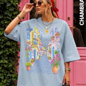 Mediterranean Street Scene T-Shirt | Italian Alley Graphic Tee | Comfort Colors® Italy Vacation Shirt image 7