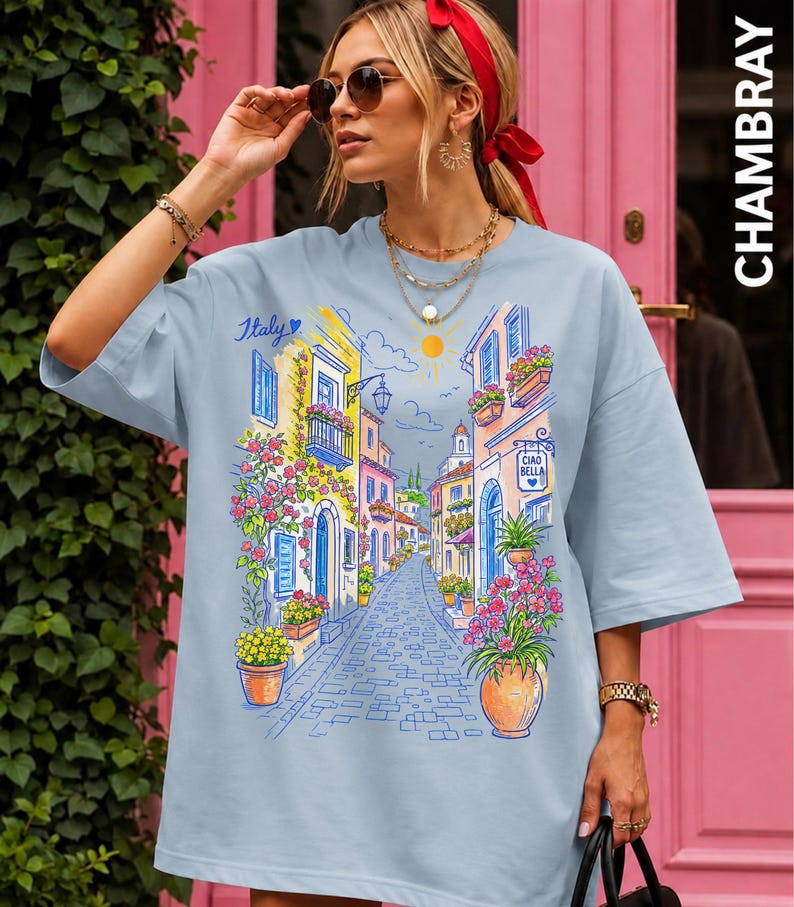 Mediterranean Street Scene T-Shirt | Italian Alley Graphic Tee | Comfort Colors® Italy Vacation Shirt image 7