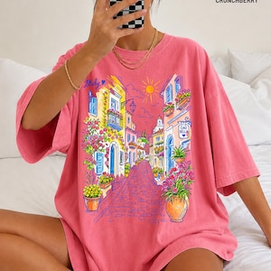 Mediterranean Street Scene T-Shirt | Italian Alley Graphic Tee | Comfort Colors® Italy Vacation Shirt image 17