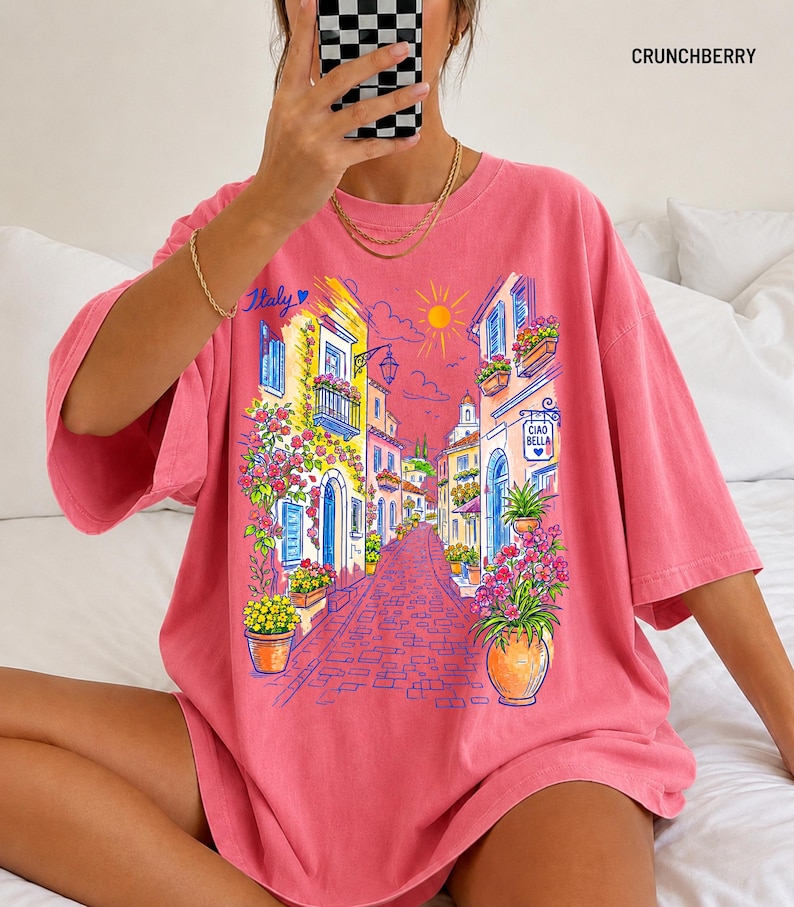 Mediterranean Street Scene T-Shirt | Italian Alley Graphic Tee | Comfort Colors® Italy Vacation Shirt image 17