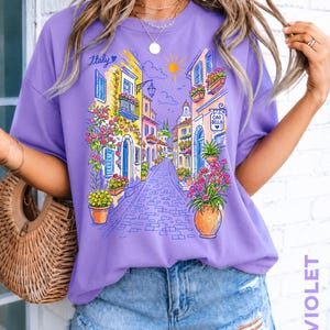 Mediterranean Street Scene T-Shirt | Italian Alley Graphic Tee | Comfort Colors® Italy Vacation Shirt image 19