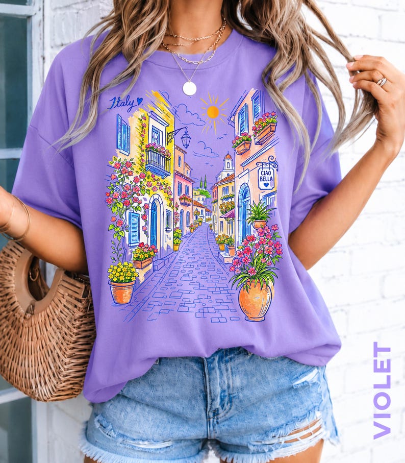 Mediterranean Street Scene T-Shirt | Italian Alley Graphic Tee | Comfort Colors® Italy Vacation Shirt image 19