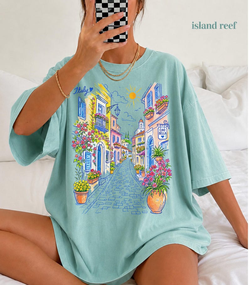 Mediterranean Street Scene T-Shirt | Italian Alley Graphic Tee | Comfort Colors® Italy Vacation Shirt image 18