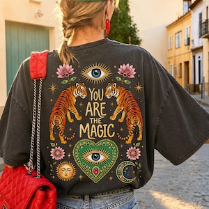 You Are the Magic T-Shirt | Tiger Eye Heart Graphic Tee | Mystic Botanical Front Font Comfort Colors® Summer Shirt